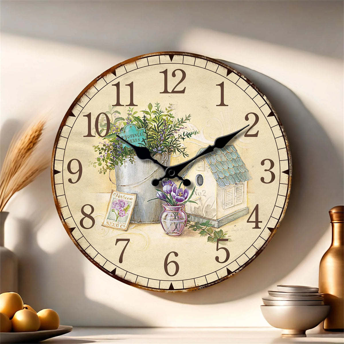 Horloge Vintage en Bois Provençal Lavande, Silencieuse – Lavandéa
