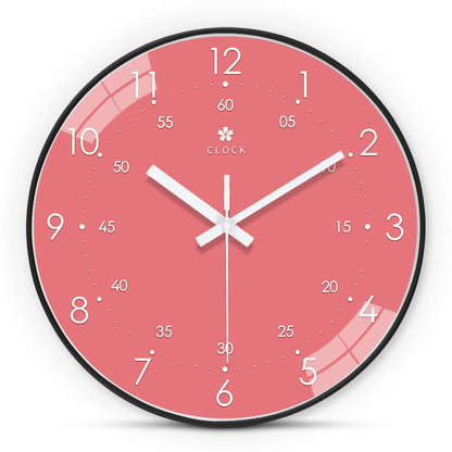 Horloge Murale Moderne Ronde en Plastique Rose, Silencieuse et Décorative – Rosalia