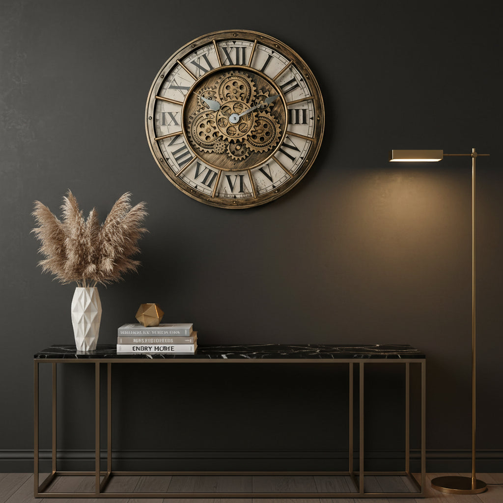 Horloge Murale Industrielle À Engrenages Style Steampunk, Silencieuse et Spectaculaire – Engrena