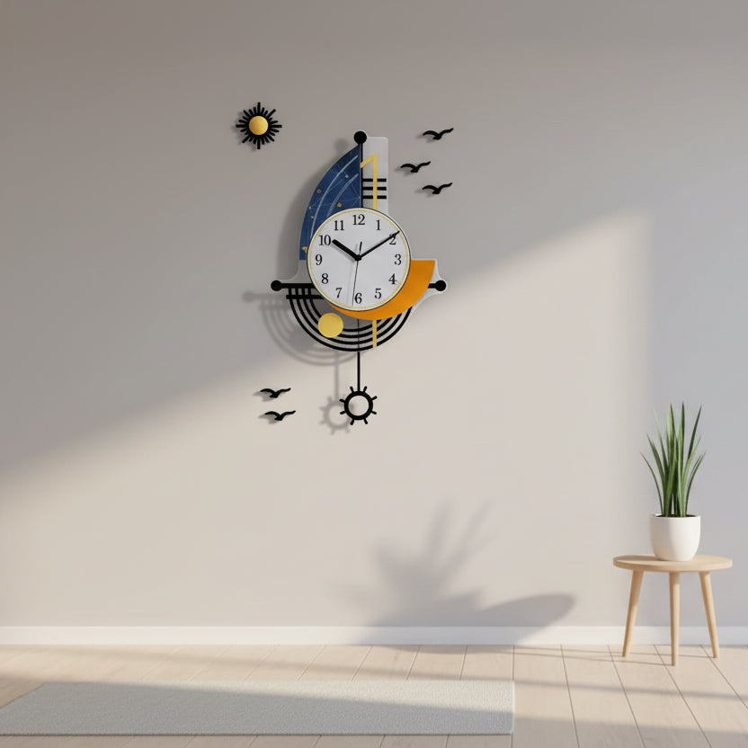 Horloge Murale Design Voilier Nautique en Acrylique, Créative et Décorative – Navelo