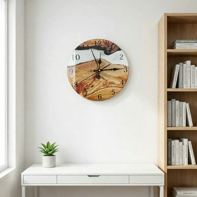 Horloge Murale Design en Verre Trempé Effet Bois, Silencieuse et Facile à Lire – Vernoa