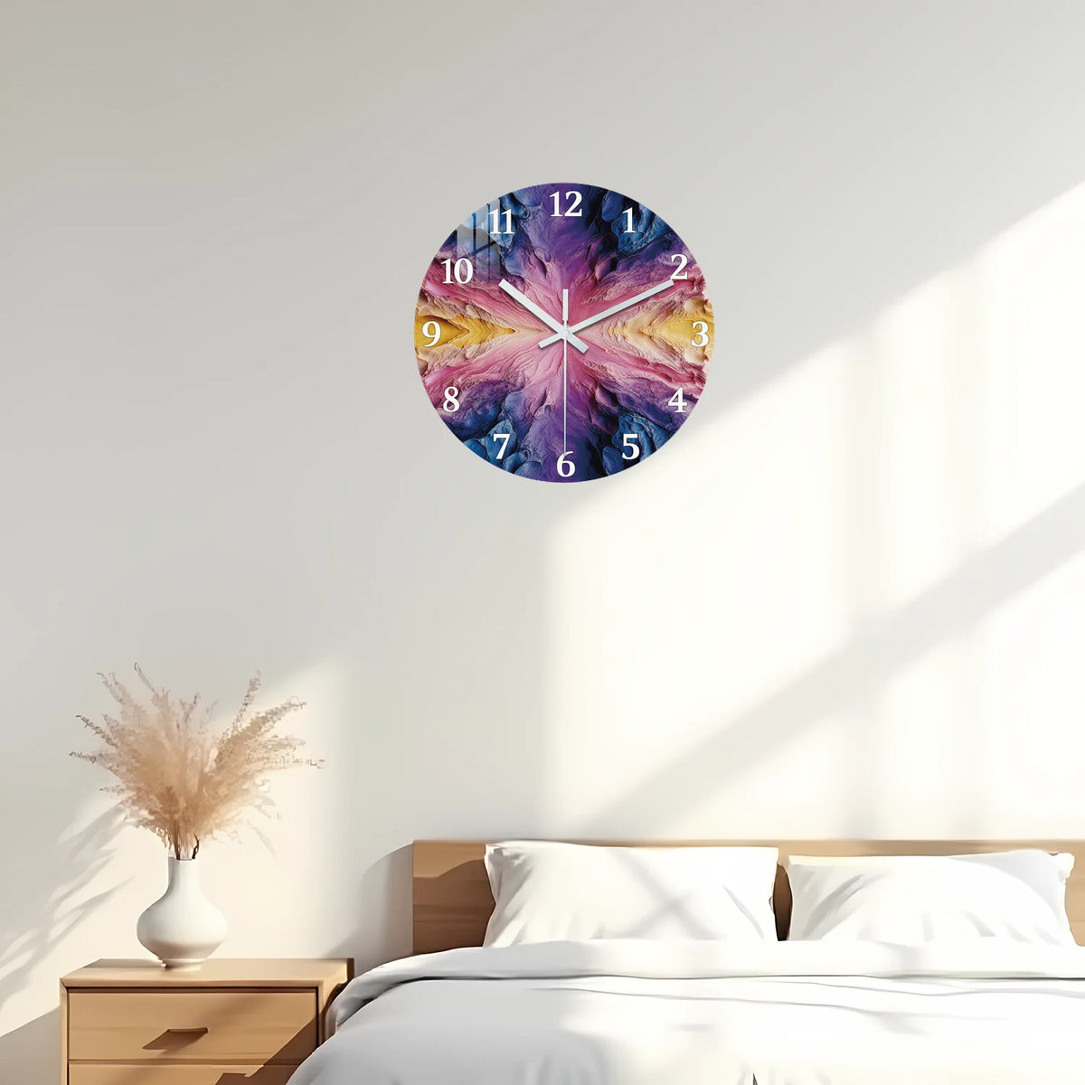 Horloge Murale Design Abstrait Violet, Silencieuse – Améthia