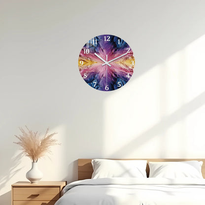 Horloge Murale Design Abstrait Violet, Silencieuse – Améthia