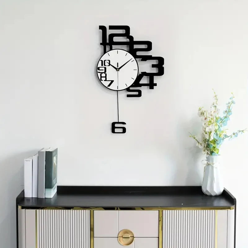 Horloge murale design moderne en acrylique décorative avec balancier oscillant – Aelys