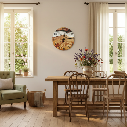 Horloge Murale Design en Verre Trempé Effet Bois, Silencieuse et Facile à Lire – Vernoa
