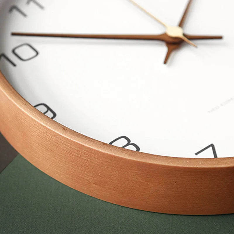 Horloge Murale en Bois Massif Style Nordique, Silencieuse et Naturelle – Auren