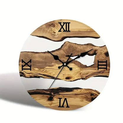 Horloge Murale Design en Verre Trempé Effet Bois, Silencieuse et Facile à Lire – Vernoa