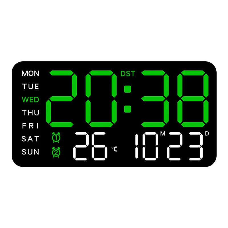 Horloge Murale Digitale LED Grand Format –  avec Télécommande & Affichage Température - Chronyx