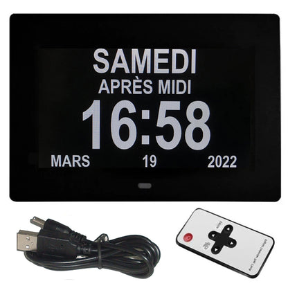 Réveil LED Calendrier Multilingue avec 12 Alarmes et Télécommande – Calendra
