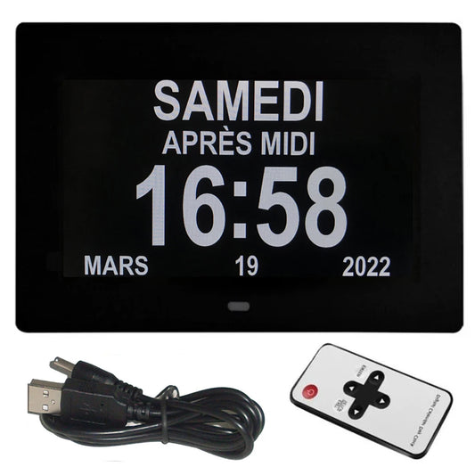 Horloge Numérique LED Calendrier Multilingue avec 12 Alarmes & Télécommande – Calendra