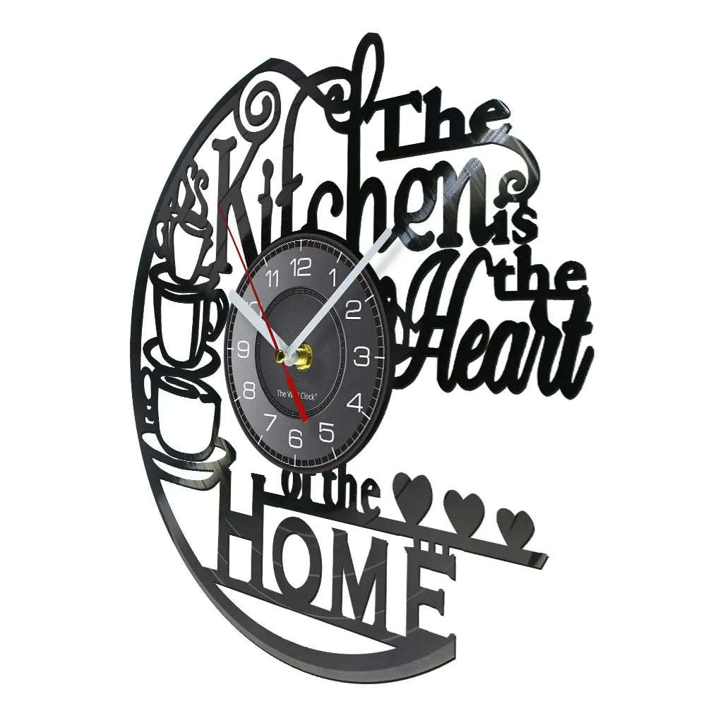 Horloge murale design en vinyle inspirée disque, décorative et silencieuse – Vinoria