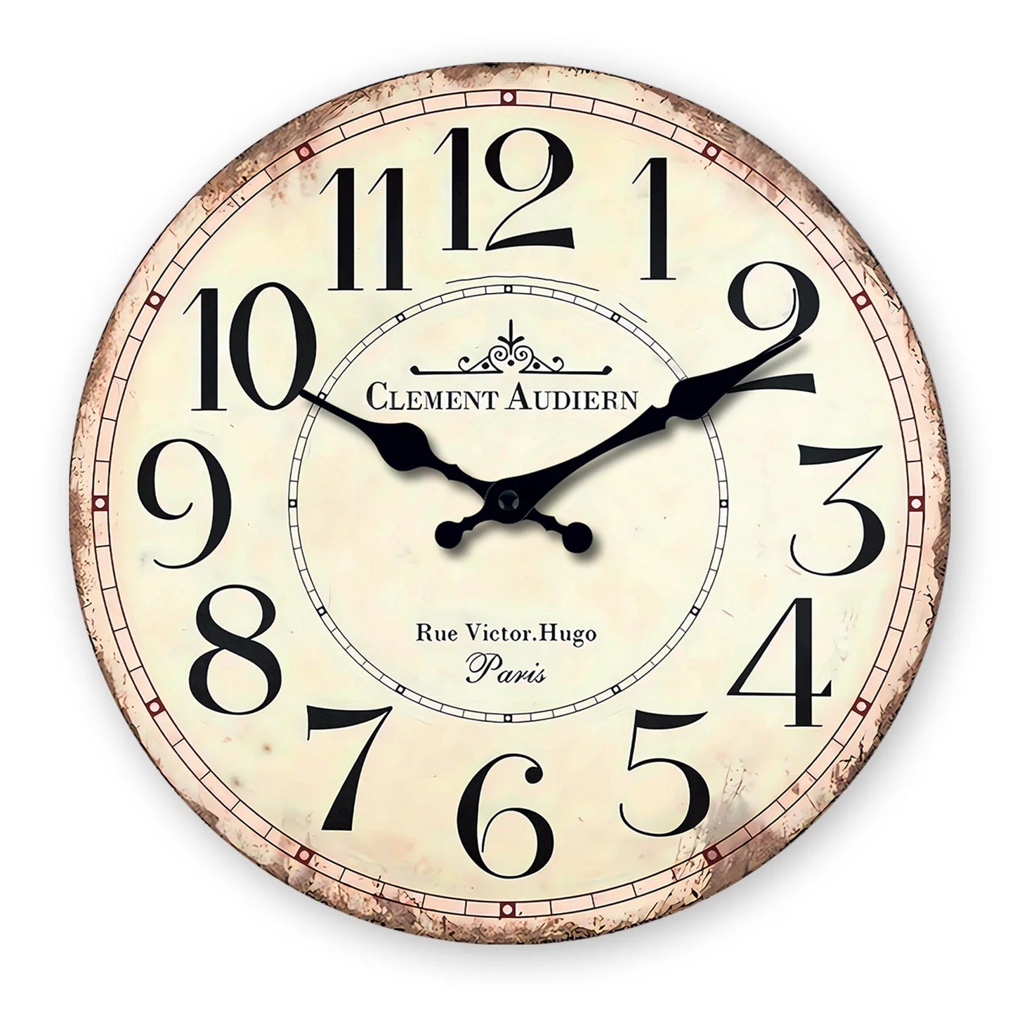 Horloge murale vintage en bois au style rétro français, silencieuse et analogique – Audierne