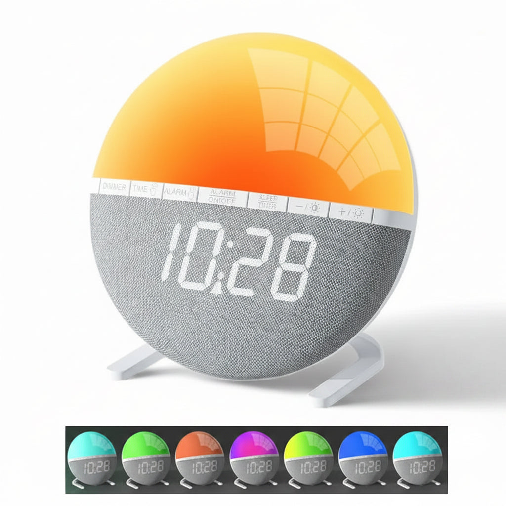 Réveil Lumineux Enfant et Adulte, Simulation Lever de Soleil, 9 Couleurs et 7 Sons Naturels – Aurina