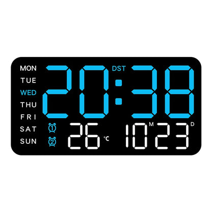 Réveil Mural LED Grand Format avec Télécommande et Affichage Température – Chronyx