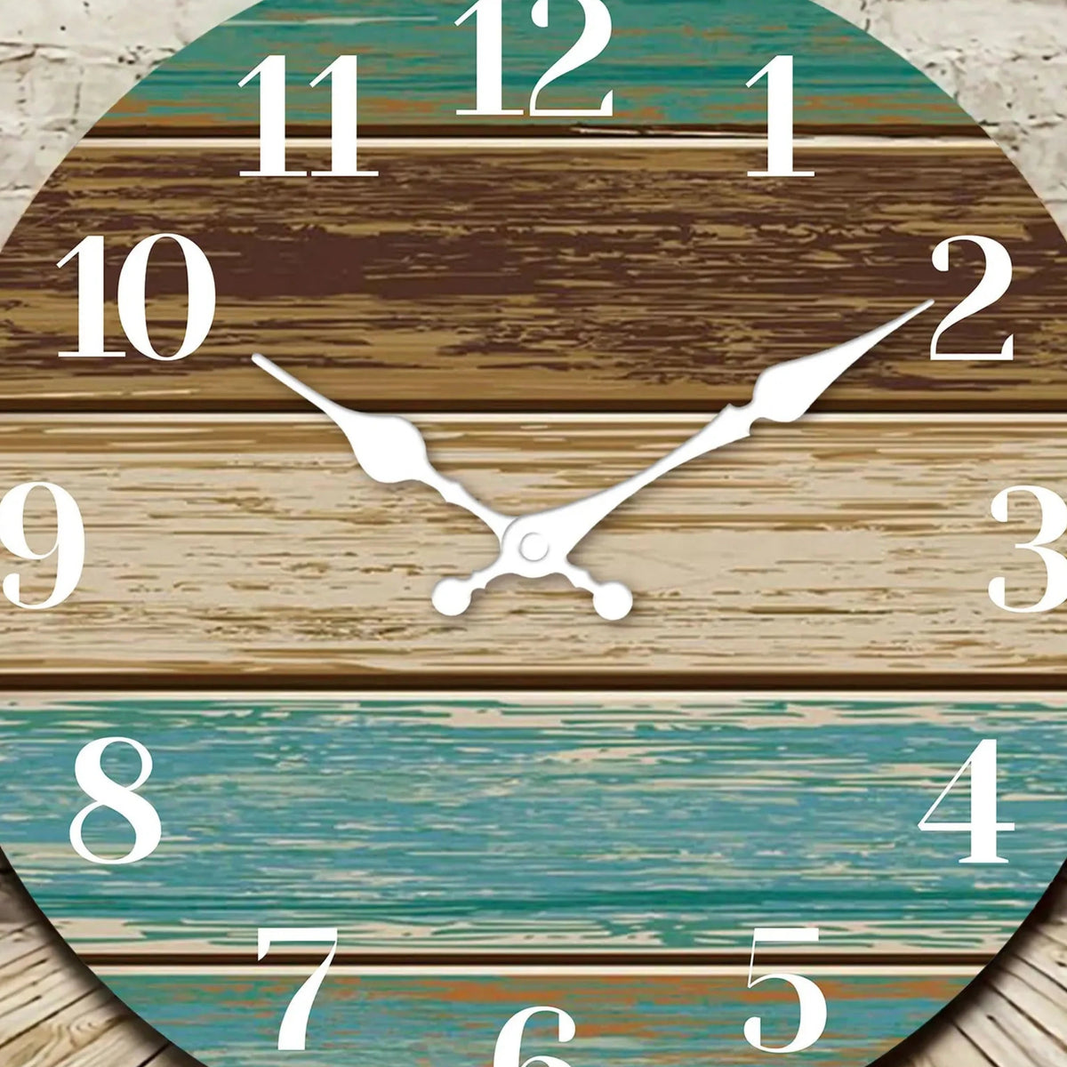 Horloge Murale Originale Silencieuse en Bois, Thème Bord de Mer Bleu et Brun – Côtelia