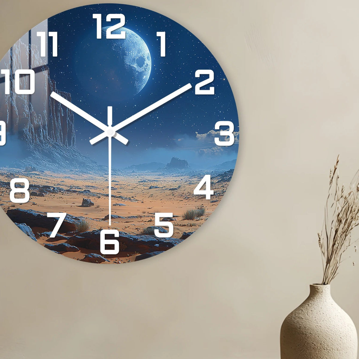 Horloge Murale Originale Désert Lunaire en MDF, Sublime et Décorative – Lunaria