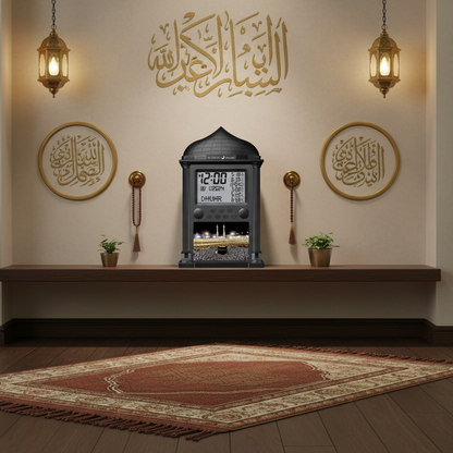 Réveil Azan Numérique Murale et de Bureau – Heures de Prière Mondiales, Adhan, Qibla – Musulman