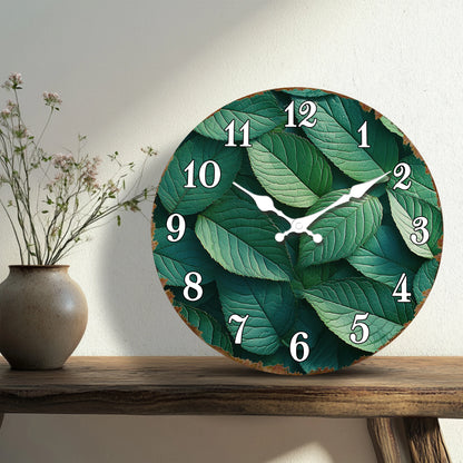 Horloge Murale Originale Motif Feuilles de Plantes, Silencieuse – Feuillia