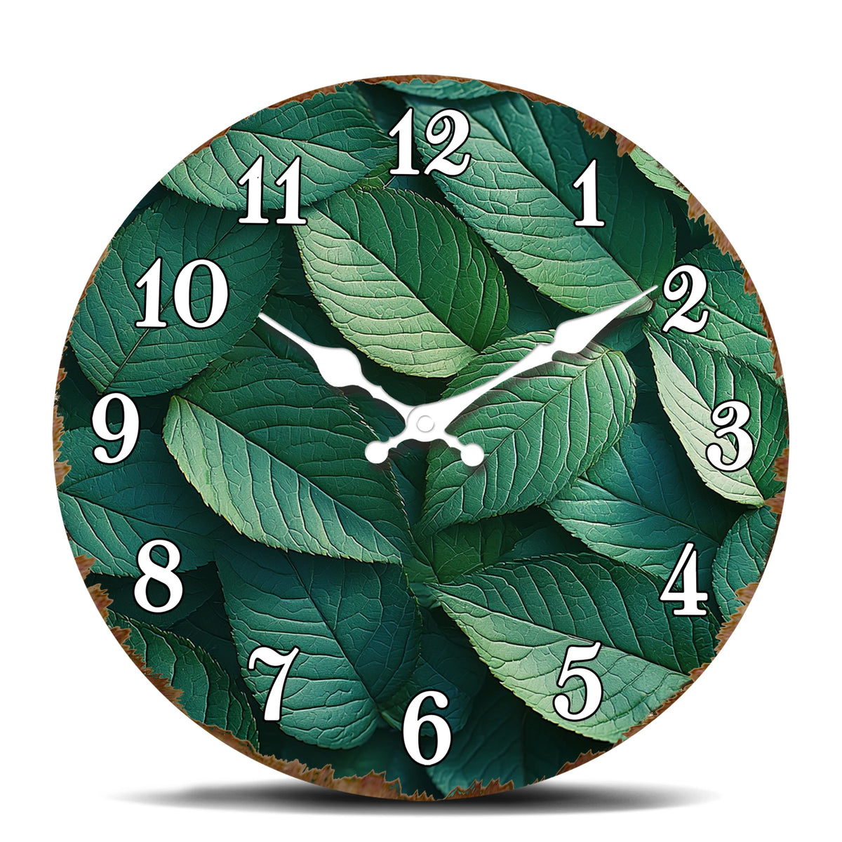 Horloge Murale Originale Motif Feuilles de Plantes, Silencieuse – Feuillia