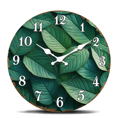 Horloge Murale Originale Motif Feuilles de Plantes, Silencieuse – Feuillia