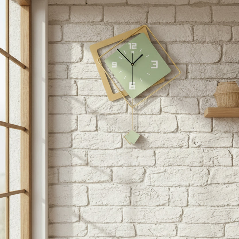 Horloge Murale Design Losange en Métal, Silencieuse et Contemporaine – Rhomba