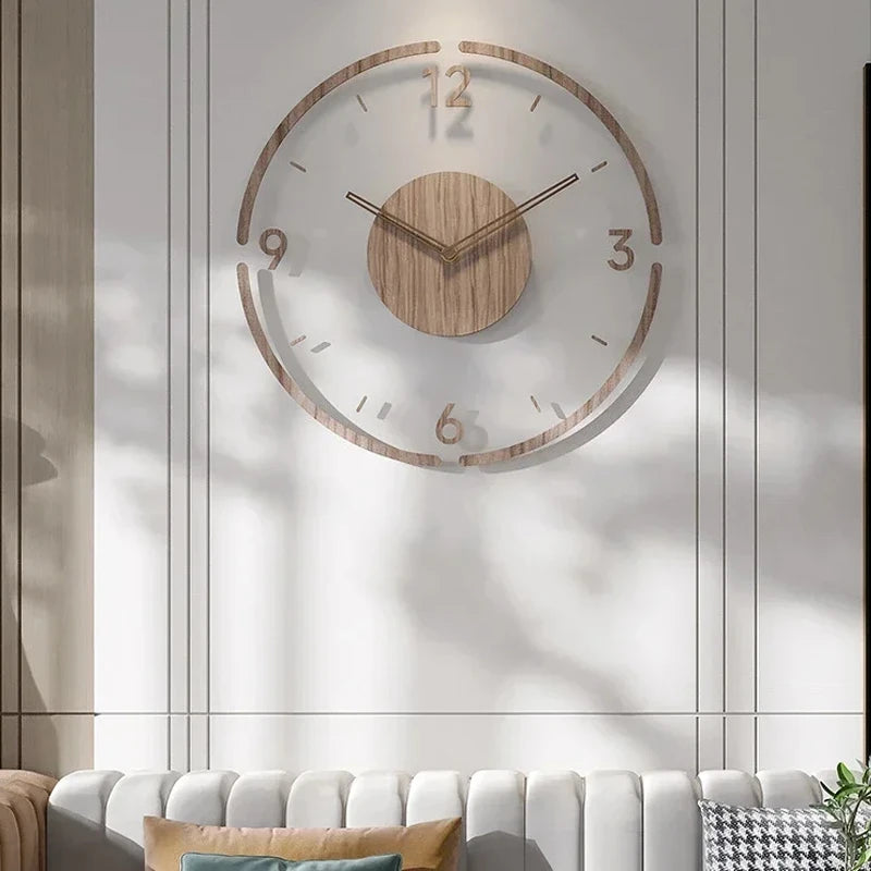 Horloge Murale Bois Design Nordique Quartz Silencieuse 30–35 cm – Lunara