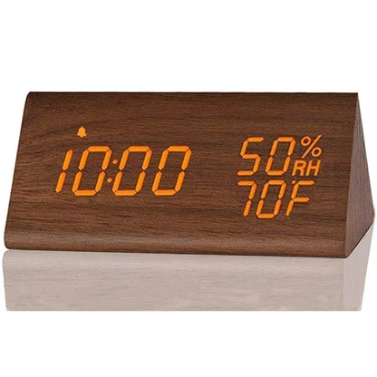 Réveil en Bois LED avec Température et Charge USB – Luminis