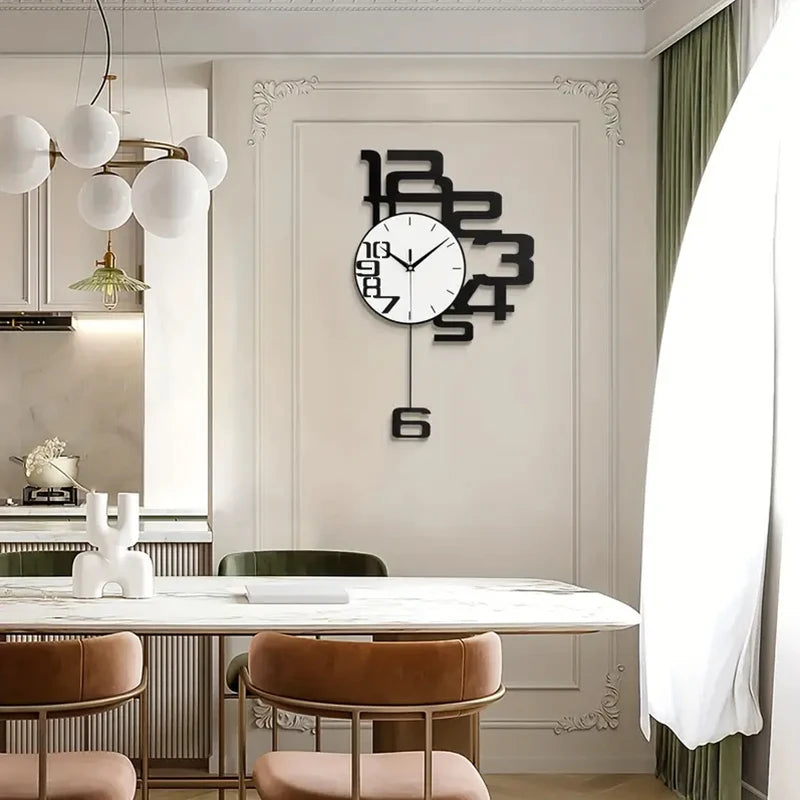 Horloge murale design moderne en acrylique décorative avec balancier oscillant – Aelys