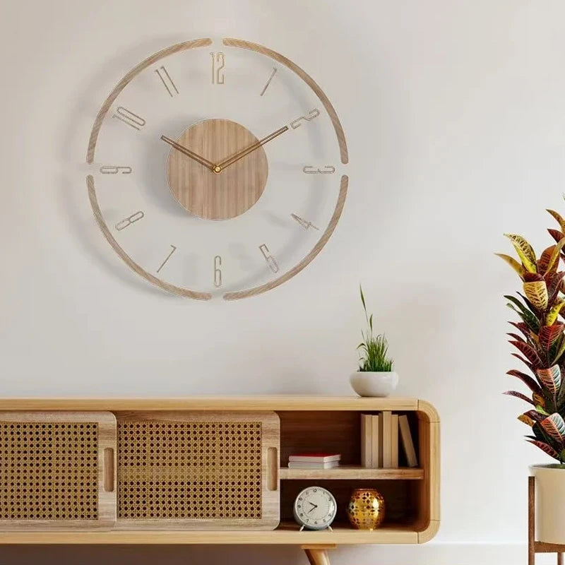 Horloge Murale Bois Design Nordique Quartz Silencieuse 30–35 cm – Lunara