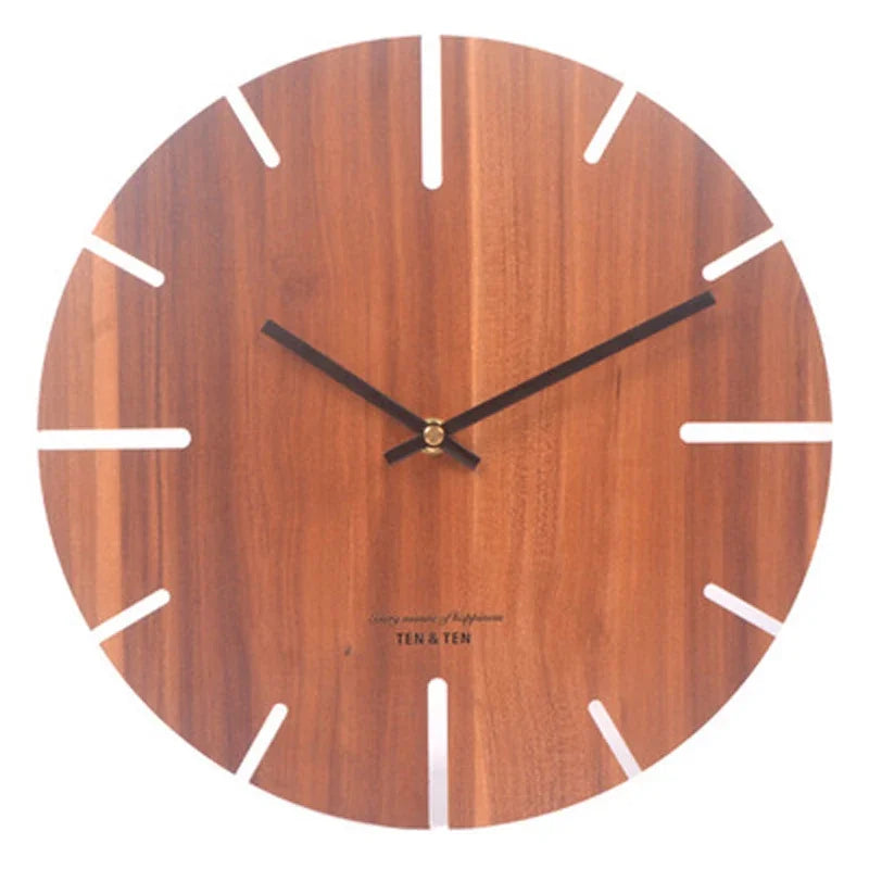 Horloge murale en bois 3D au style nordique, silencieuse et décorative – Atria