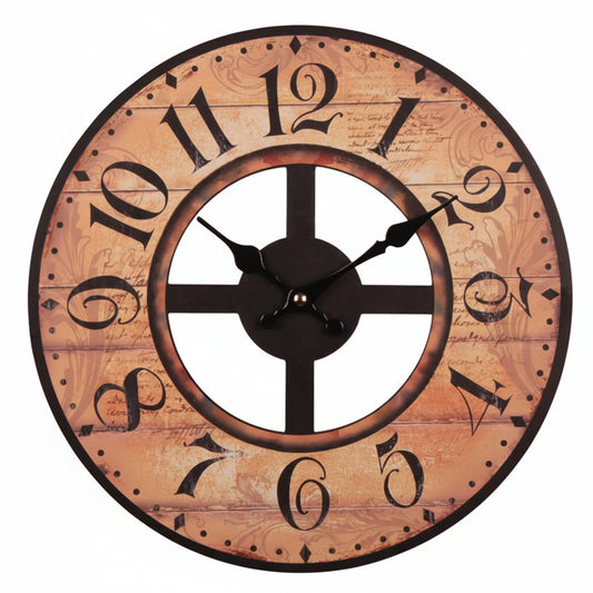 Horloge murale vintage ronde en bois ajouré, silencieuse et décorative – Crossen