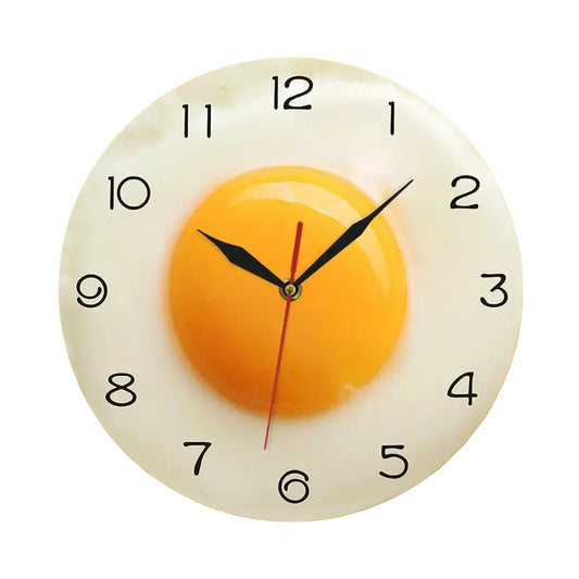 Horloge Murale Design Œuf sur le Plat en Acrylique, Silencieuse et Originale – Ovéa