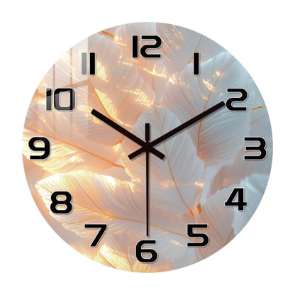 Horloge Murale Originale Plumes Blanches Délicates, Silencieuse – Plumessa