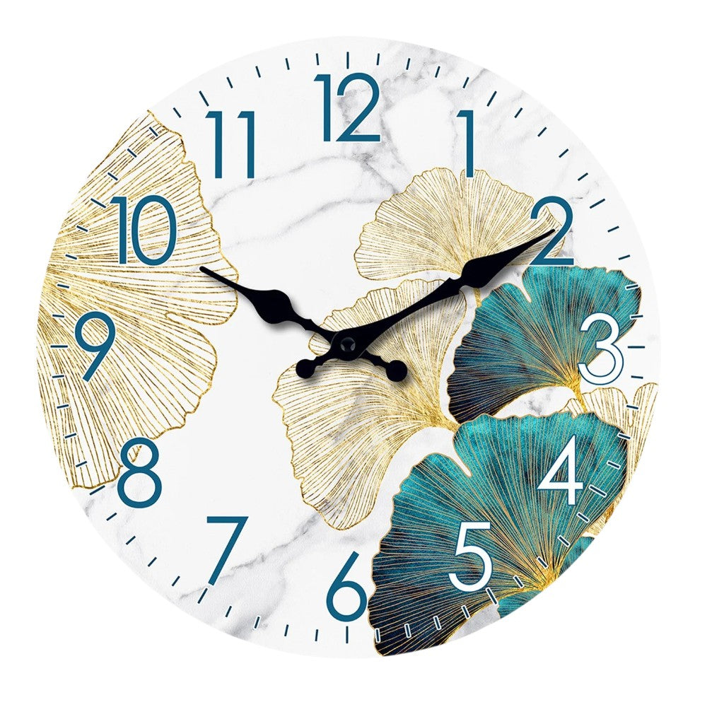 Horloge Murale Design Moderne Feuille de Ginkgo en Bois, Silencieuse – Ginkyra