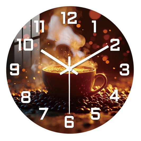 Horloge Murale Originale Tasse de Café Fumante en MDF, Silencieuse et Décorative – Cafeora