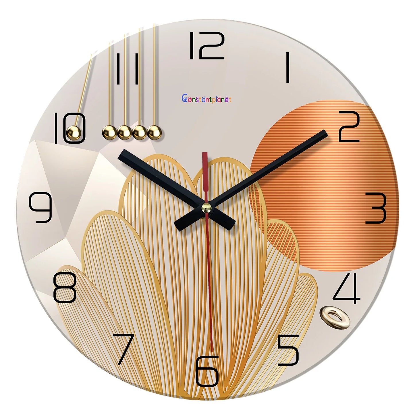 Horloge Murale Design Motif Géométrique en Verre Trempé, Silencieuse et Raffinée – Geordana