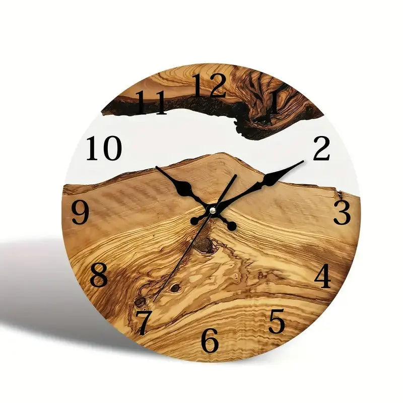 Horloge Murale Design en Verre Trempé Effet Bois, Silencieuse et Facile à Lire – Vernoa
