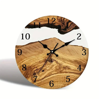 Horloge Murale Design en Verre Trempé Effet Bois, Silencieuse et Facile à Lire – Vernoa