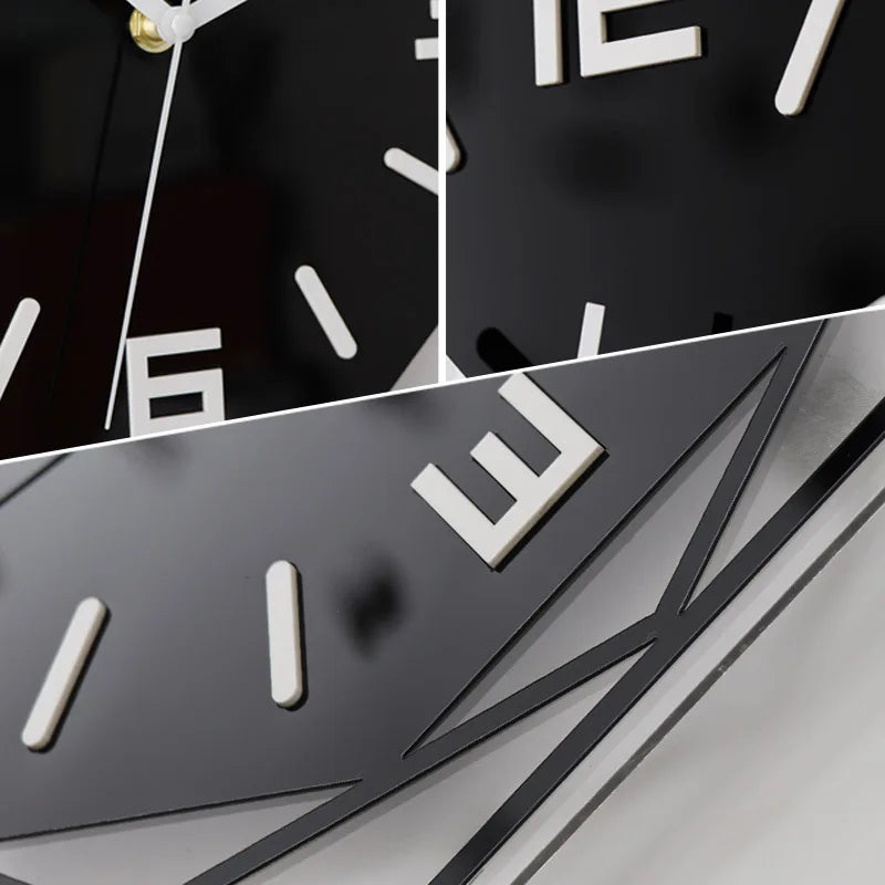 Horloge Murale Design Géométrique Noire, Silencieuse et Minimaliste – Geoma