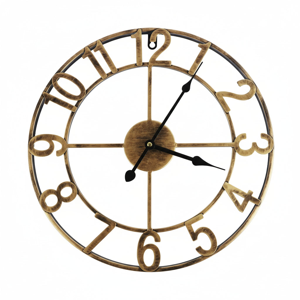 Horloge Murale Industrielle Ronde en Métal Vintage, Silencieuse et Décorative Grand Format – Ferrano