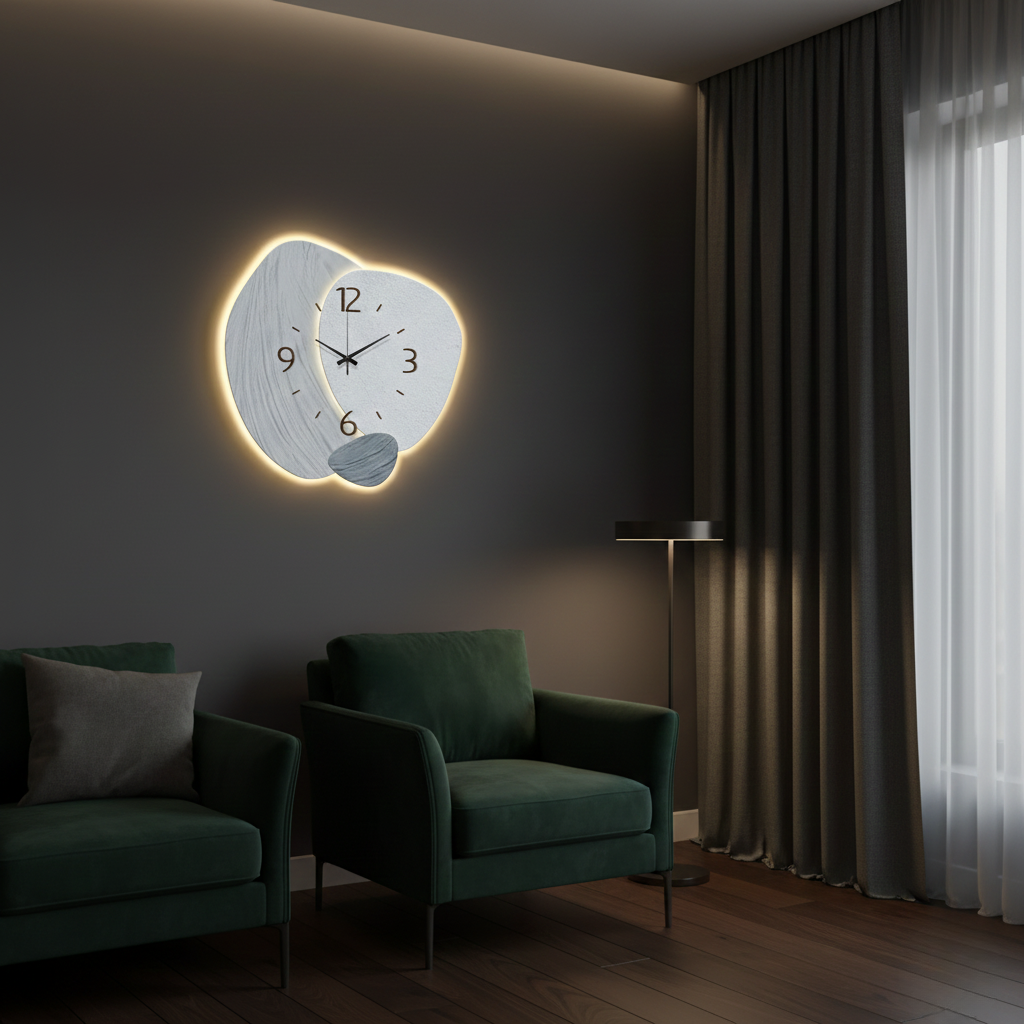 Horloge murale décorative LED pour intérieur moderne – Solenne
