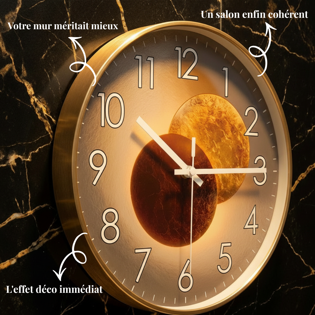 Horloge Murale Design Ronde en Verre et Cristal, Silencieuse et Épurée – Orion