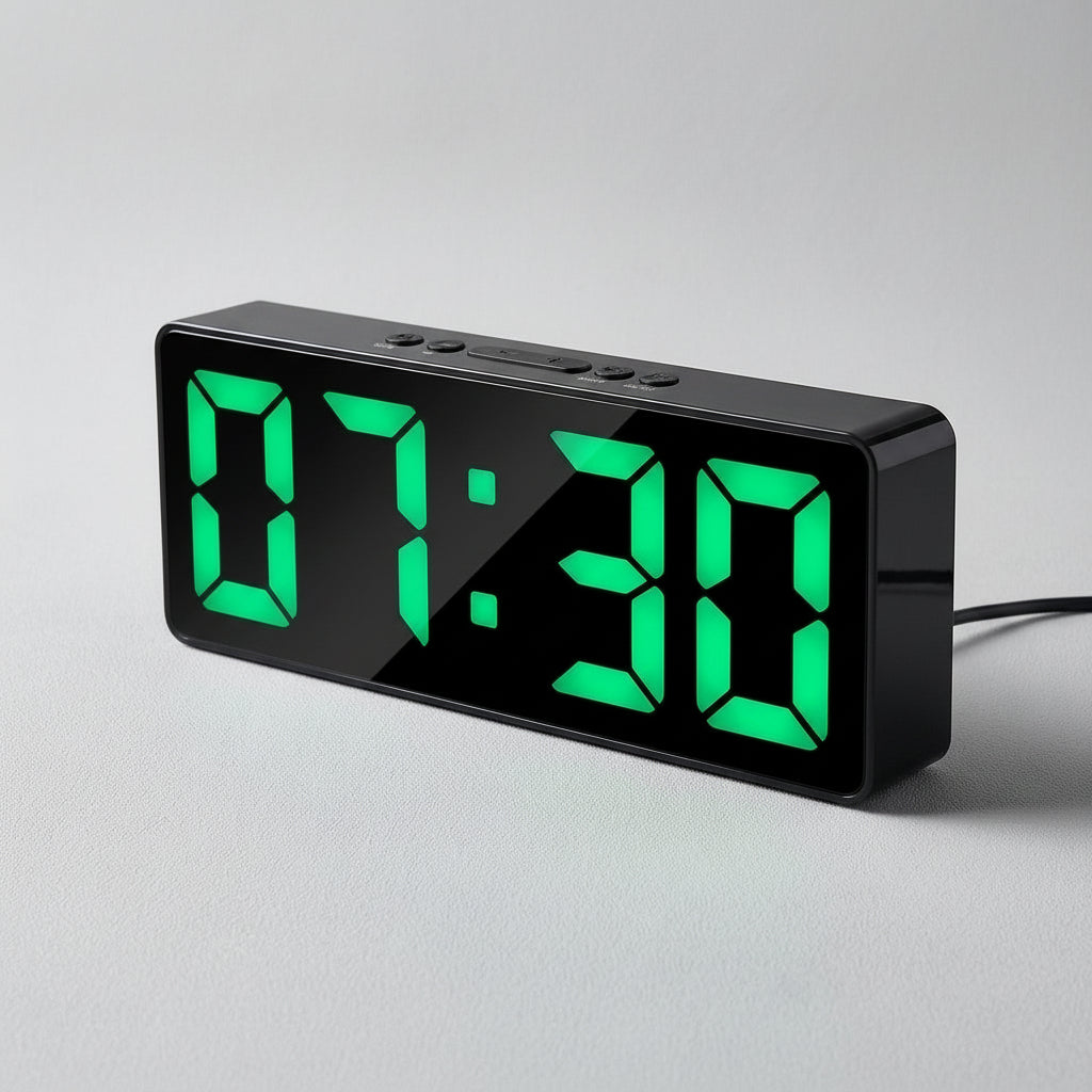 Horloge Murale Design LED Numérique Grand Écran Miroir, Multifonction et Rétroéclairée pour Salon ou Chambre – Glowo