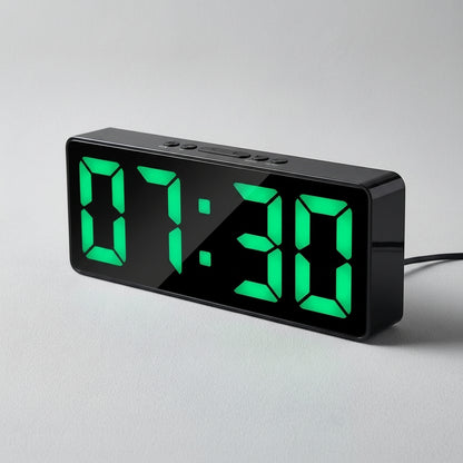Réveil Miroir LED avec Commande Vocale et Snooze – Glowo