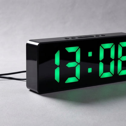 Réveil Miroir LED avec Commande Vocale et Snooze – Glowo